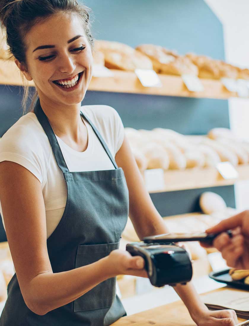bakery using pos terminal to accept contactless payment